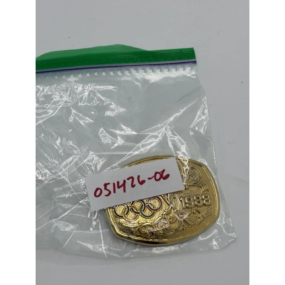 Olympics USA 1988 Belt Buckle Gold Olympic Rings Made‎ in USA